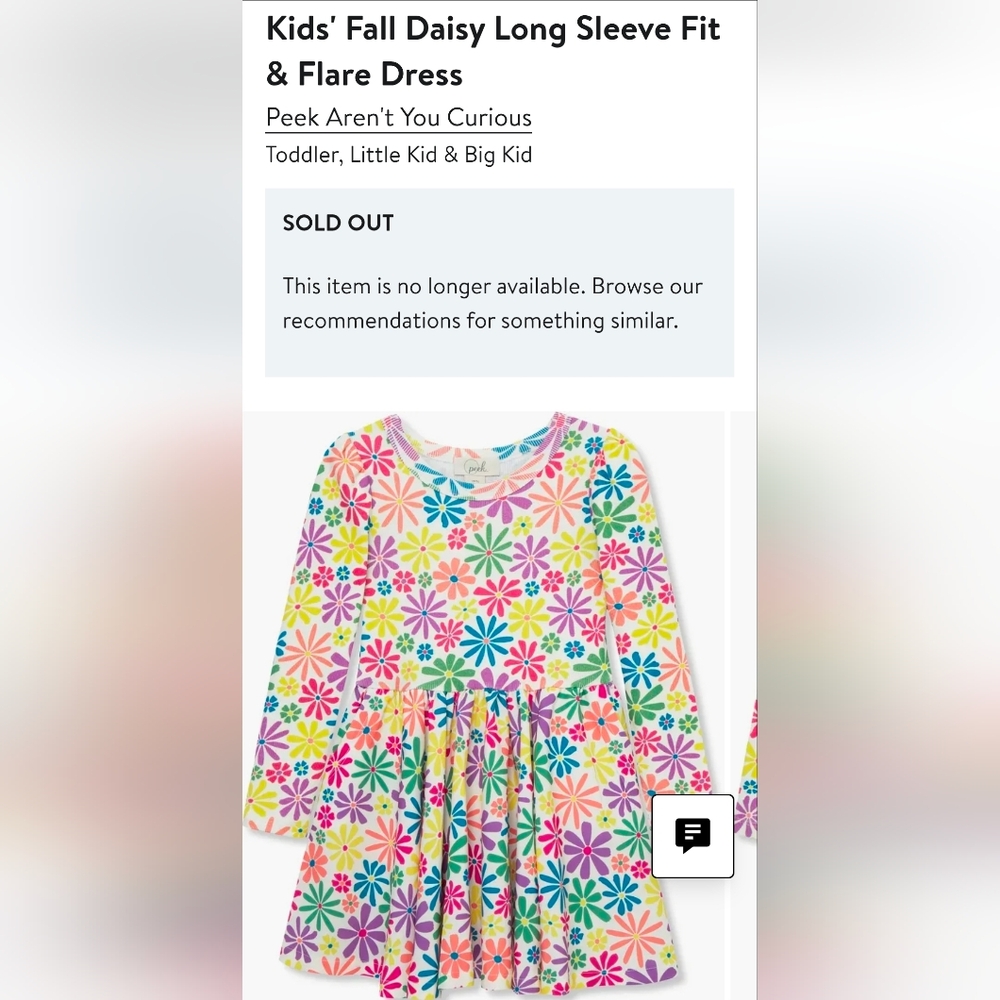 Nwot Peek Colorful Floral Long Sleeve Dress 2T